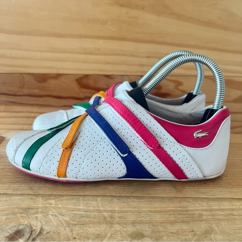 Lacoste Y2K 90s VTG  Intrigue Multicolor Perforated Leather Sneakers sz 36 5.5